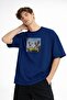 Freedom Printed - Premium Fabric Oversize Men's Short Sleeve T-Shirt Navy Blue - 5