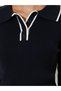 Textured Ribbed Long Sleeve Polo Top - 4