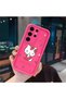 Samsung Galaxy S24 Ultra Compatible Pink Red Silicone Cherry Kitty Pattern Case Shockproof Camera Protection - 3