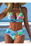 Tropical Print Triangle Bikini Set