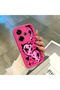 Poco M6 4g Compatible Pink Red Silicone Heart Mask Pattern Case Shockproof Camera Protection - 4
