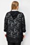 Women's Plus Size Short-Front Gathered Shirt and Zipper Closure Jacquard Double Suit 0390 Black - 4