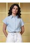 Shirt Collar Waist Tie-Ups Raglan Sleeves Shirt Style Top - 5