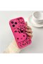 حافظة كيتي من السيليكون باللون الوردي والأحمر بنمط الفهد متوافقة مع هاتف آيفون 16 برو، مقاومة للصدمات وحماية للكاميرا - 2
