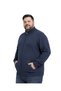 Men's Large Size Melange Navy Blue Basic Pocket Knitwear Cardigan 3Xl-4Xl-5Xl-6Xl - 3