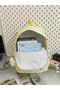 Beige Polka Dot Nylon Backpack with Embellishments - 4