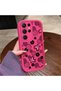 Samsung Galaxy S22 Ultra Compatible Pink Red Silicone Flower and Butterfly Pattern Case Shockproof Camera Protection