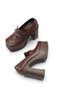 Women's High Heel Loafer 00122003 Brown - 4
