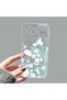 iPhone 15 Pro Compatible Transparent Silicone Case with Flower Pattern Cute Rabbit Design Camera Protected Anti-Shock