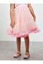 Girls Peach Ombre Flared and Tiered Tulle Midi Skirt - 2