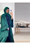 عباءة خضراء زمردية سادة اللون - 4