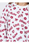 Girls White All Over Print Sweatshirt and Burgundy Solid Leggings Set - 4