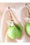 Girls Green Apple Drop Earrings - 2