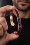 Burgundy Snake Skin Detailed Double Magnet Pure Copper Men's Handcuff Bracelet - 4