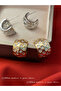 Silver Pave Stone Hoop Earrings - 2