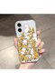 iPhone 16 Compatible Transparent Silicone Case with Yellow Flowers and Cute Rabbit Pattern, Camera Protected, Anti-Impact - 2