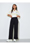 Black Solid Pintuck Details Wide Leg Joggers - 2