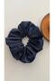 Women's Indigo Ruffled Fabric Scrunchie Hair Tie Wide Elastic Hair Band That Doesn'T Damage Hair - 3