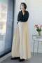 Premium Pleated Belted Poplin Skirt Trousers - Cream - 2