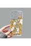 iPhone 15 Pro Compatible Transparent Silicone Case with Yellow Flowers and Cute Rabbit Pattern, Camera Protected, Anti-Shock