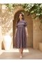 Multi-Color A-Line Maxi Dress with Short Sleeves with All-Over Print - 6