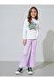 Girls Off White Printed Oversized Hoodie and Solid Lilac leggings Set - 2