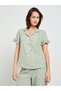 Floral Print Short Sleeve Pajama Set with Ruffles - 2
