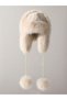 Women's Plush Winter Hat with Earmuffs and Pompom, Fur-Looking Russian Hat, Trendy Hat - 2