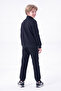 Boy's Basic Zippered Stand Collar Double Pocket Tracksuit Set - 4