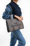 Women's Gray Canvas Shoulder Bag - 3