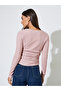 Pink Textured Square Neck Long Sleeves Top - 5