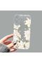 iPhone 16 Compatible Transparent Silicone Case with Floral Cute Rabbit Pattern, Camera Protection, Anti-Impact Phone Case