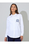 White Pocket Embroidered Relaxed Fit Shirt - 3