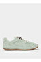 Mint Green Suede Lace-Up Sneakers