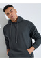 Men Charcoal Relaxed Fit Fleece Hoodie