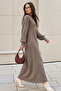 Stone Embroidered Knitwear Dress K3071 Mink - 2
