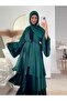 عباءة خضراء زمردية سادة اللون - 3