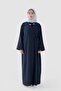Striped Textured Tensel Abaya Navy Blue - 3