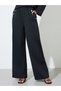 Black Solid Long Sleeves Blouse and Wide Leg Trousers Set with Gold Buttons - 5