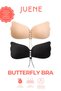 Butterfly Model Bra - Push up Lifting and Gathering Silicone Bra for Low-Cut Dresses Beige - 3