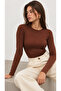 Women's 2-Piece Black Bitter Brown Crew Neck Bodysuit - 5