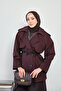 Women's Alerli Leather Belted Lined Short Trench Coat Plum - 2