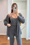 Anthracite Plush Hanger 3-Piece Cardigan Set - 2Y1010 - 2