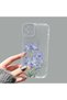 iPhone 12 Compatible Transparent Silicone Case Blue Iris Flower Pattern Anti-Knock Phone Case with Camera Protection