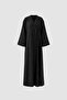Line Textured Tensel Abaya Black - 2