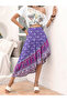 Purple Floral A-Line Midi Skirt - 3
