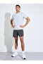 Grey Solid Side Slit Regular Fit Running Shorts with Zipper Pocket - 2