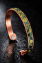 Astra Model Green Snakeskin Detailed Double Magnet Pure Copper Men's Bracelet Adjustable