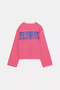 Women's Striped Slogan Long Sleeve Oversize T-Shirt 13501 - 2