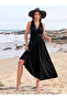 Black Sleeveless A-Line Ankle-Length Dress